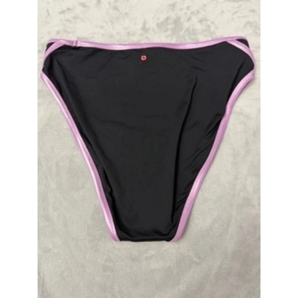 NWOT Red Carter Bikini Bottoms Women Black Metallic Lavender High Waist M $74